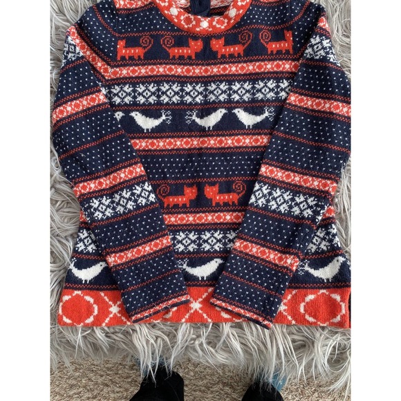J.Crew Sweater Navy Orange Unique Rare Womens size small - Picture 3 of 6